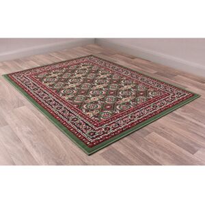 Lord Of Rugs - Traditional Poly Esta Bordered Classical Floral Green Rug Floor Mat Carpet Small 80 x 150 cm (2'6'x5'0')