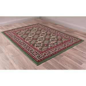 Lord Of Rugs - Traditional Poly Esta Bordered Classical Floral Green Rug Floor Mat Carpet X-Small 60 x 110 cm (2'x3'7')