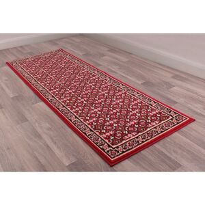 Lord Of Rugs - Traditional Poly Esta Bordered Classical Floral Red Rug Floor Mat Carpet Hallway 70 x 200cm (2'4''x6'7'') Runner