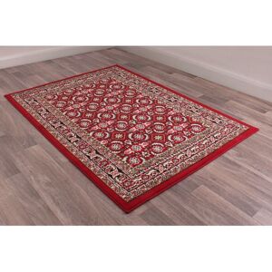 Lord Of Rugs - Traditional Poly Esta Bordered Classical Floral Red Rug Floor Mat Carpet Large 160 x 230 cm (5'3'x7'7')