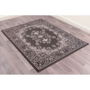 Lord Of Rugs - Traditional Poly Lancashire Oriental Rug Dark Grey X-Small Carpet 60 x 110 cm (2'x3'7')