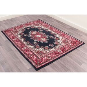 Lord Of Rugs - Traditional Poly Lancashire Oriental Rug Navy Red X-Small Carpet 60 x 110 cm (2'x3'7')