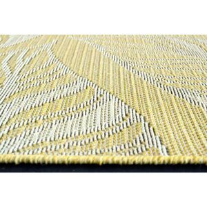 Homespace Direct - Leaves Weave Newquay Indoor Outdoor Rug Yellow 160x230cm - Yellow