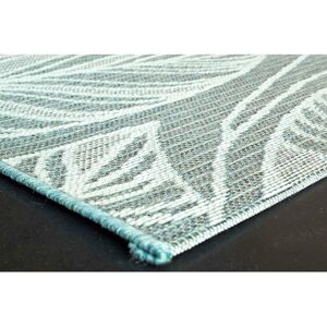 Homespace Direct - Leaves Weave Newquay Indoor Outdoor Rug Blue 160x230cm - Blue