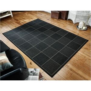 Oriental Weavers - Checked Flatweave Black 60cm x 180cm Runner - Black