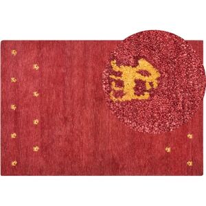 BELIANI Wool Area Rug 200 x 300 cm Animal Pattern Hand Tufted Red Yarali - Red