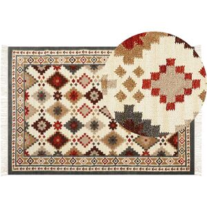 Beliani - Wool Area Rug Multicolour Pattern Kilim Hand Woven 140 x 200 cm Ghukasavan - Multicolour