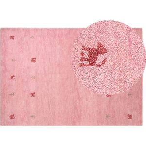 Beliani - Wool Area Rug Pink Western Motif Hand Tufted 140 x 200 cm Yulafi - Pink