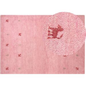 Beliani - Wool Area Rug Pink Western Motif Hand Tufted 160 x 230 cm Yulafi - Pink