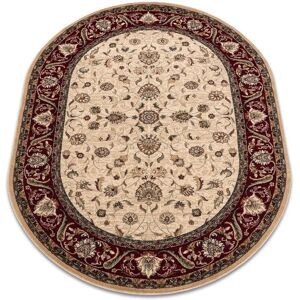 RUGSX Wool carpet OMEGA oval ARIES flowers light ruby beige 200x300 cm