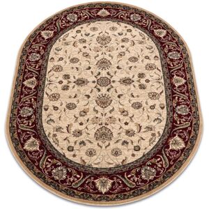 RUGSX Wool carpet OMEGA oval ARIES flowers light ruby beige 170x235 cm