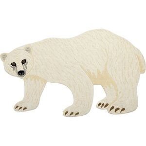 Beliani - Wool Kids Rug Playroom Animal Polar Bear Print 100 x 160 cm Cotton Backing Hand Tufted Kids Room White Iorek - Black