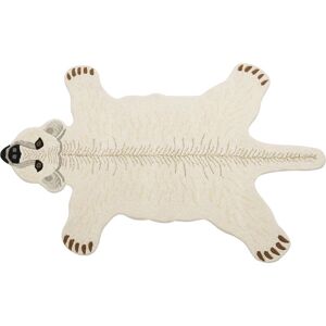 Beliani - Wool Kids Rug Playroom Animal Polar Bear Print 100 x 160 cm Cotton Backing Hand Tufted Kids Room White Taqqiq - White
