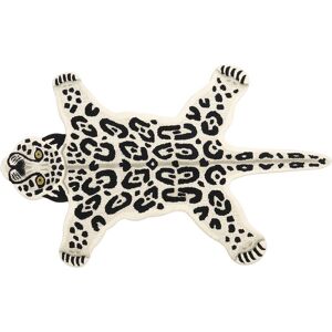 BELIANI Wool Kids Rug Playroom Animal Snow Leopard Print 100 x 160 cm Cotton Backing Handtufted Beige and Black Mibu - Beige