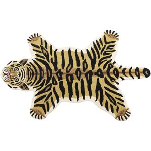 Beliani - Wool Kids Rug Playroom Animal Tiger Print 100 x 160 cm Cotton Backing Hand Tufted Kids Room Beige Shere - Beige