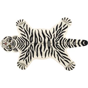 Beliani - Wool Kids Rug Playroom Animal Tiger Print 100 x 160 cm Cotton Backing Hand Tufted Kids Room Black and White Shere - White