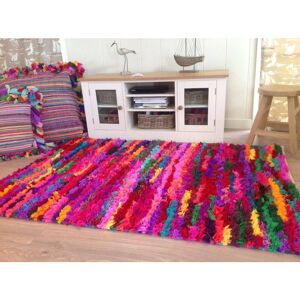 Second Nature - zinda Fluffy Shaggy Rug Amazing Boho Chic Style - L90 x W150 - Multicolour