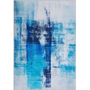 Beliani - Modern Area Rug Living Room Blue 3D Geometric Print Pattern 160 x 230 cm Trabzon
