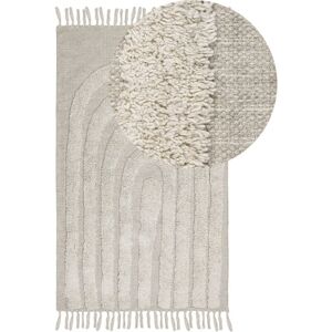 Beliani - Area Rug Cotton 80 x 150 cm Geometric Pattern with Tassels Light Beige Hakkari