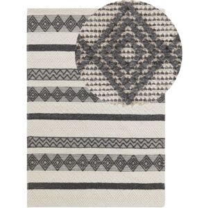 Beliani - Handwoven Wool Rug Geometric Pattern 140 x 200 cm Beige and Grey Davutlar