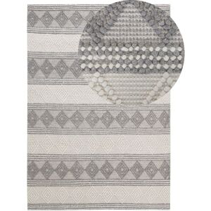 Beliani - Handwoven Wool Rug Geometric Pattern 160 x 230 cm Light Beige and Grey Bozova