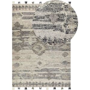 Beliani - Boho Area Rug Kilim Handmade 200 x 300 cm Wool with Tassels Grey Aratashen