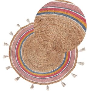 Beliani - Boho Kids Area Rug Jute ø 120 cm Round Handwoven with Decorative Tassels Living Room Nursery Children Room Multicolour Zanavi