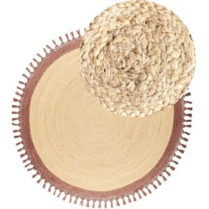 Beliani - Boho Rustic Area Rug Round 200 cm Natural Jute Handmade Braided Beige and Brown Marts