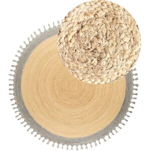 Beliani - Boho Rustic Area Rug Round 200 cm Natural Jute Handmade Braided Beige and Grey Marts