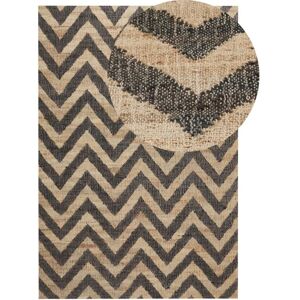 Beliani - Braided Jute Area Rug Natural Boho Style Floor Mat Geometric Pattern 160 x 230 cm Beige and Black Dedepinari