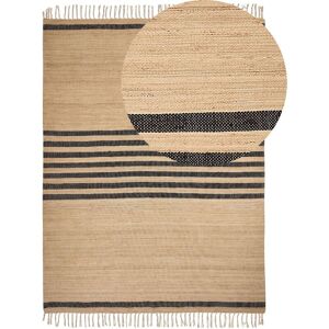 Beliani - Braided Jute Area Rug Natural Boho Style Striped Pattern Floor Mat 160 x 230 cm Beige Ericek