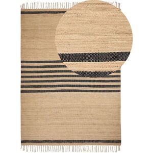 Beliani - Braided Jute Area Rug Natural Boho Style Striped Pattern Floor Mat 200 x 300 cm Beige Ericek