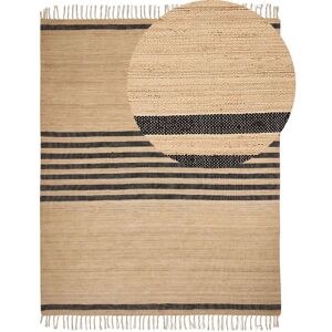 Beliani - Braided Jute Area Rug Natural Boho Style Striped Pattern Floor Mat 300 x 400 cm Beige Ericek
