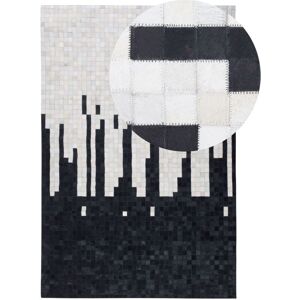 Beliani - Modern Patchwork Cowhide Leather Area Rug Black Beige 160 x 230 cm Bolu