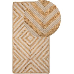 Beliani - Rustic Area Rug Cotton Jute Rectangular Geometric Pattern 80 x 150 cm Beige Pirli