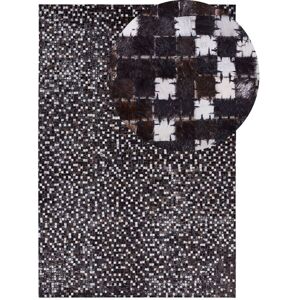 Beliani - Rustic Cowhide Leather Patchwork Area Rug Brown with Silver 140 x 200 cm Akkese