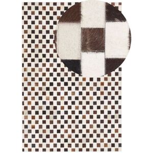Beliani - Area Rug Beige and Brown Modern Cowhide Patchwork Geometric 160 x 230 cm Kayabey