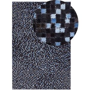 Beliani - Patchwork Rectangular Area Rug Cowhide Leather 140 x 200 cm Brown and Blue Ikisu