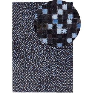 Beliani - Patchwork Rectangular Area Rug Cowhide Leather 160 x 230 cm Brown and Blue Ikisu