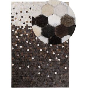 Beliani - Rustic Cowhide Leather Patchwork Area Rug Brown with Beige 160 x 230 cm Eyim