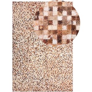 Beliani - Boho Cowhide Leather Patchwork Area Rug Brown Beige 140 x 200 cm Torul