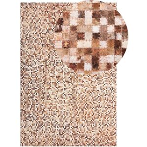 Beliani - Boho Cowhide Leather Patchwork Area Rug Brown Beige 160 x 230 cm Torul