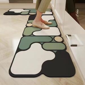 Linghhang - Green Kitchen Rugs 2 Pieces (40 x 60 cm + 40 x 120 cm) - Black Kitchen Rugs Non-Slip Washable Kitchen Floor Mats