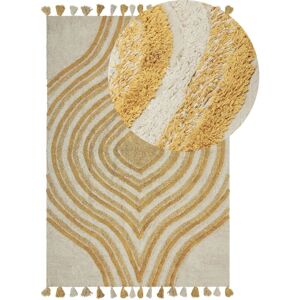 Beliani - Modern Hand Tufted Cotton Area Rug Beige and Yellow 160 x 230 cm Bingol