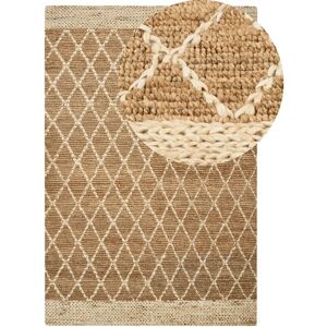 Beliani - Hand Woven Jute Area Rug Geometric Pattern Boho Rustic 200 x 300 cm Living Room Beige Zorava