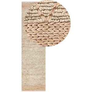 Beliani - Hand Woven Jute Runner Rug Geometric Pattern Boho Rustic 80 x 300 cm Hallway Beige Tellikaya
