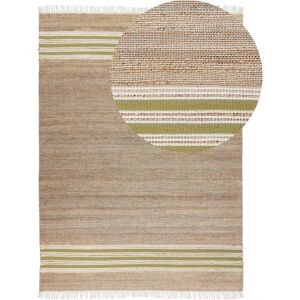 Beliani - Handwoven Dhurrie Area Rug Jute 160 x 230 cm Tassels Beige and Green Mirza