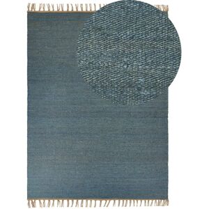 Beliani - Handwoven Jute Area Rug Blue 160 x 230 cm Tassels Boho Lunia