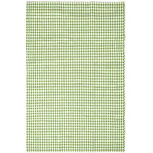 Homescapes - Cotton Gingham Check Rug Hand Woven Green White, 110 x 170 cm