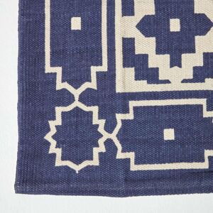 Homescapes - Halmstad Blue and White Scandi Style 100% Cotton Printed Rug, 160 x 230 cm